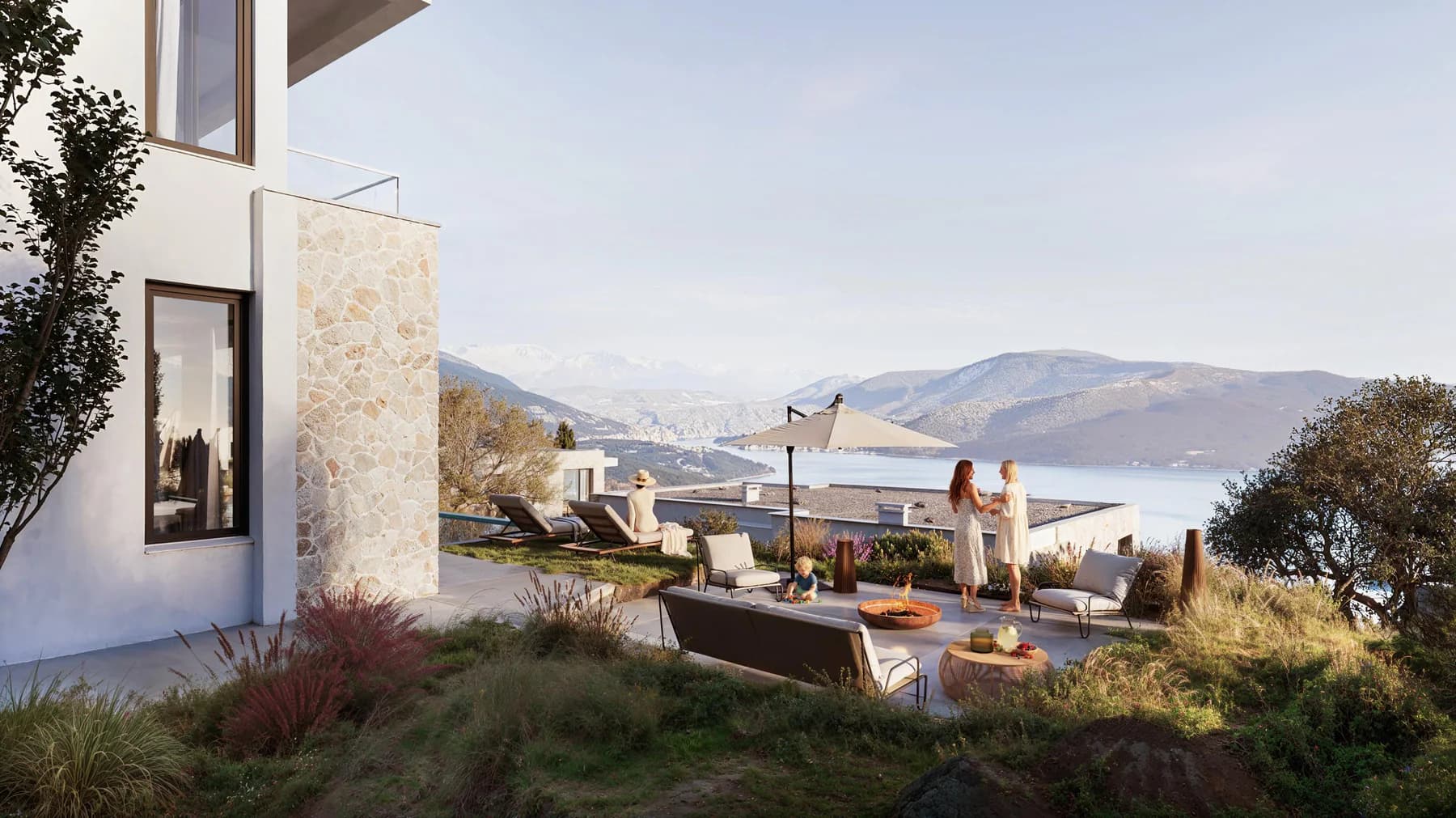 Landscaped Boka View terrace overlooking the Bay of Kotor